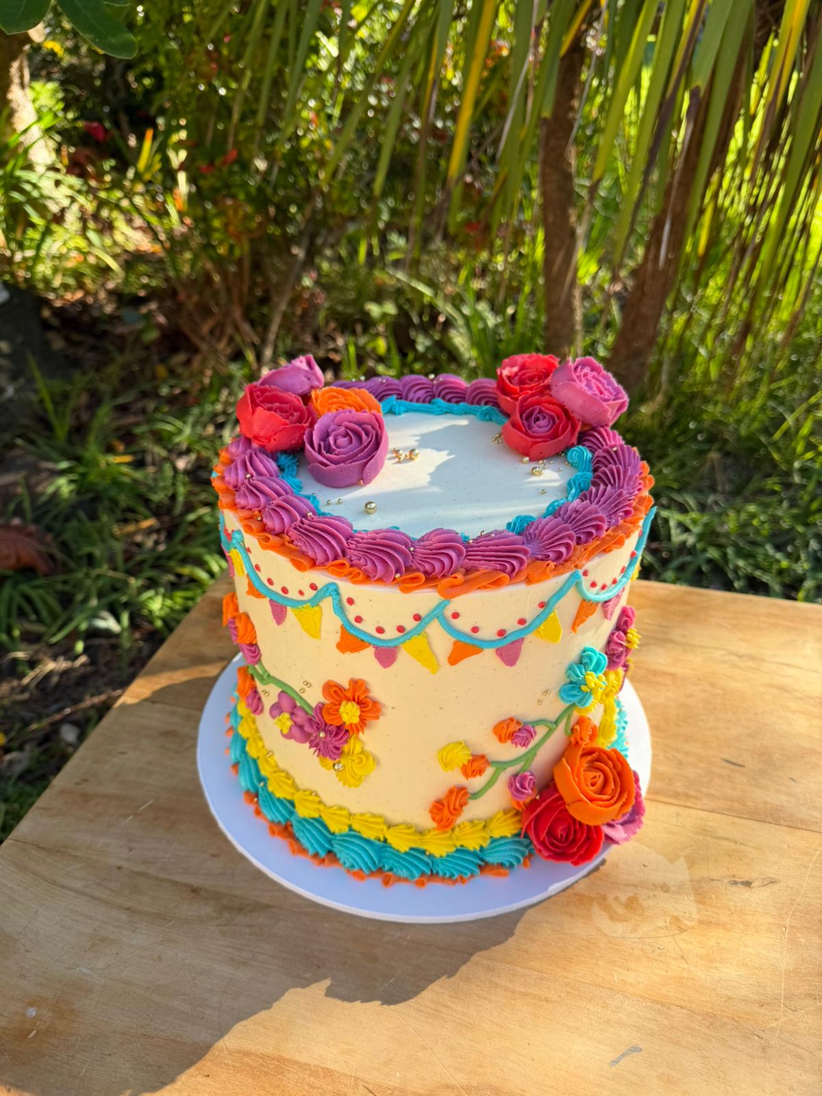 Mexican floral cake – bespoke celebration cake Auckland
